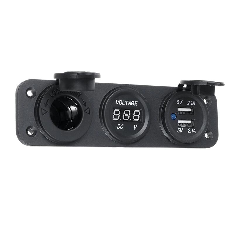 12V Dual USB 4.2A Car Charger with LED Digital Voltmeter Voltage Cigarette Lighter Power Socket Plug Adapter For Car Boat RV