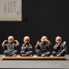 Chinese Zen Monk Ceramic Tea Pet Ornament Set