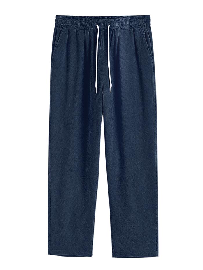 

ZAFUL Мужские минималистичные однотонные прямые повседневные вельветовые брюки с завязками XXL глубокий/синий