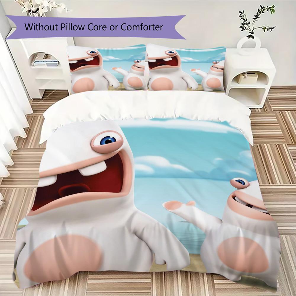 Big-eyed Rabbit Pattern Bedding,Quilt Set Quilt Cover Pillowcase Home Birthday Gift (1*duvet cover+2*pillowcase,without core)XSJT0917261