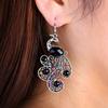 Vintage Retro Style Peacock Teardrop Tail Dangle Earrings Wedding Ear Hooks