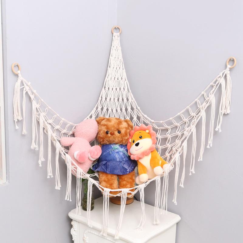 Kinderpoppen opbergnet Muppet hangmat Prinseskleur geweven Organizer