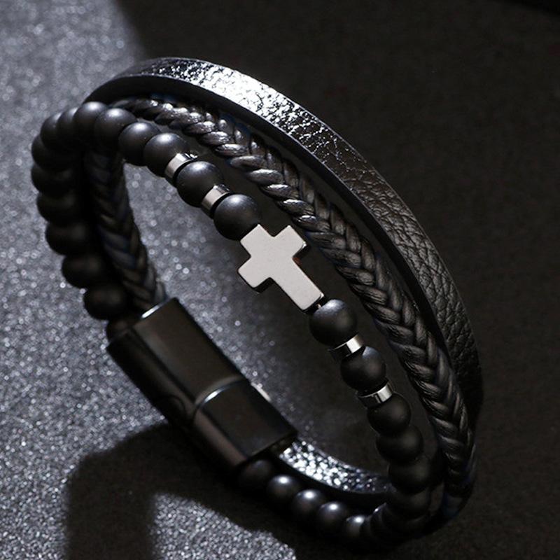 Genuine Leather Bracelet Simple Leather Bracelet, Men's Cowhide Bracelet, Jewelry Magnet Bracelet Natural Stone Yellow Tiger Jewelry 2026