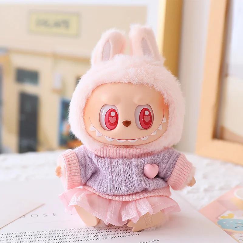 Labubu Sweater JK Dress Set Cozy Outfit for 17cm Vinyl Dolls Trendy Schoolgirl