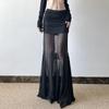 Elegant Mesh Patchwork Mermaid Midi Skirt for Sexy Mature Women