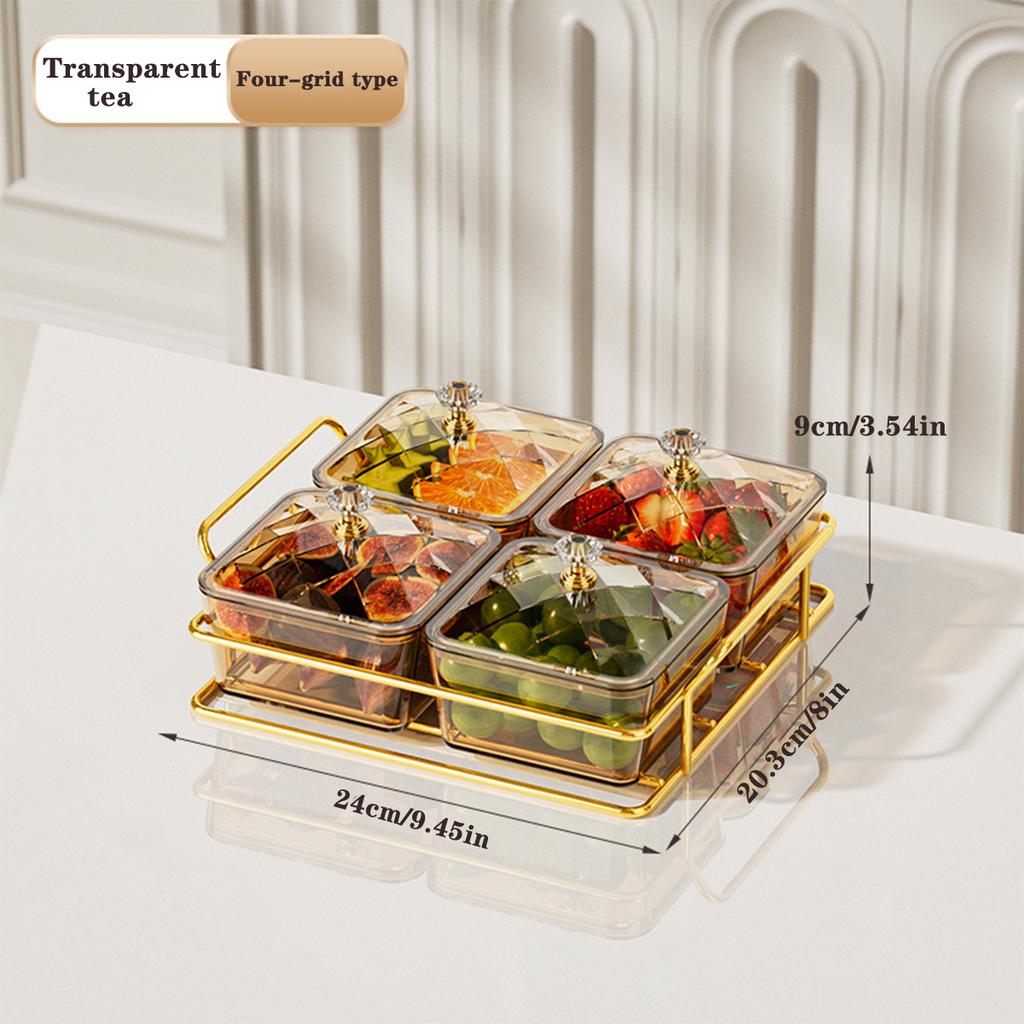 2/4/6 Grids Nut & Candy Storage Box Transparent Dried Fruit Plate Dessert Tray Space-Saving Snack Tray for Wedding New Year