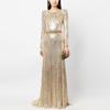 Luxury Gold Sequin Evening Gown with Heavy Beading and Rhinestones - 2026 European & American Celebrity Style