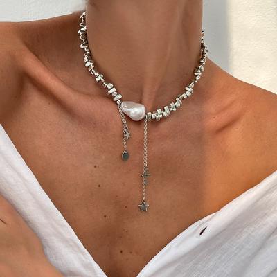 Elegante Unregelmäßige Imitation Perlen Halskette Für Damen Vintage Party Hochzeit Quasten Choker Mode Schmuck Zubehör Geschenk
