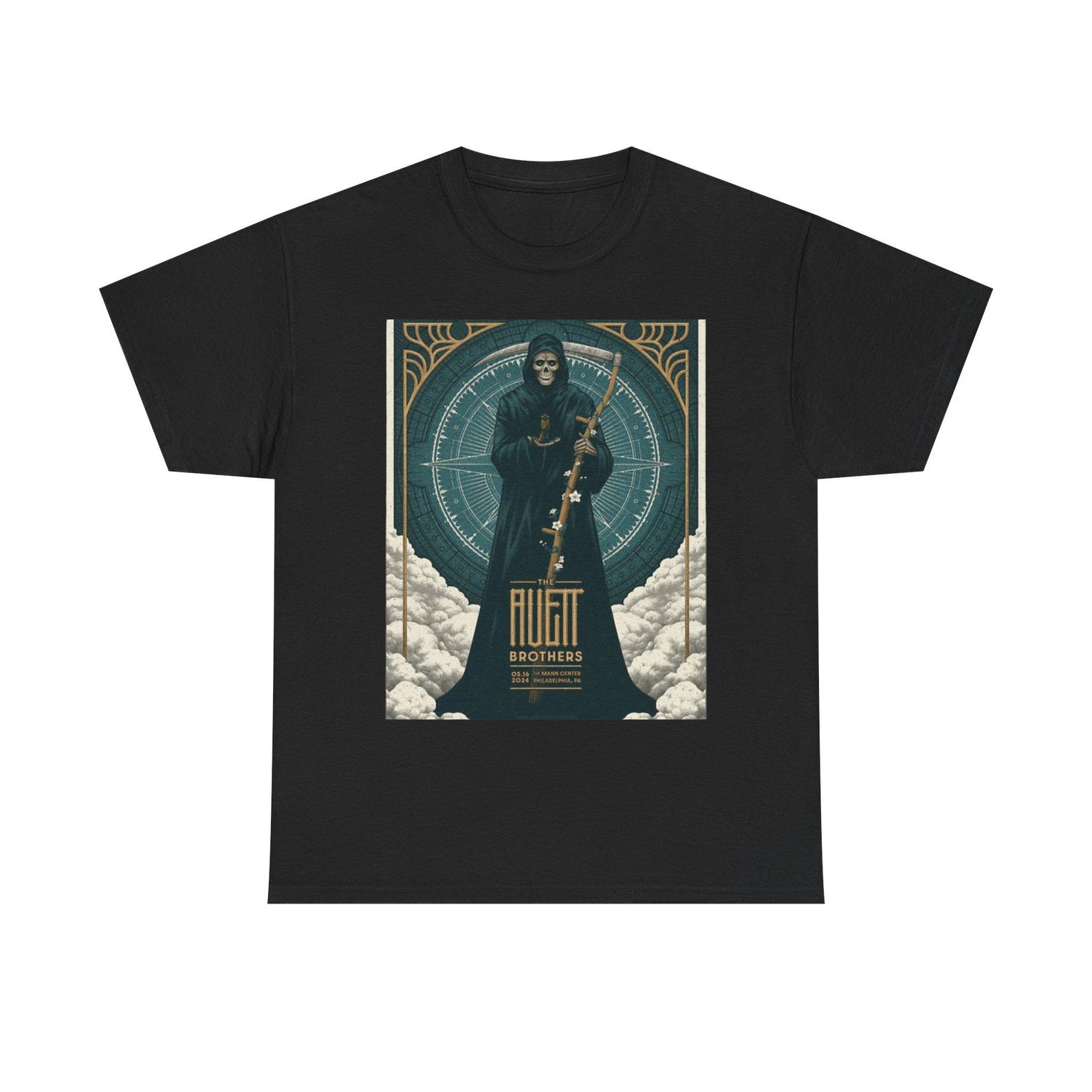 Avett brothers Grim Reaper Illustration Tee | Art Nouveau Death Poster T-Shirt 3XL