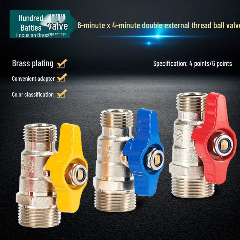 Copper Double Male Thread Valve Reducer: 6-point To 4-point Non-Stainless Steel for Gas/Water Heater Tap Pipe