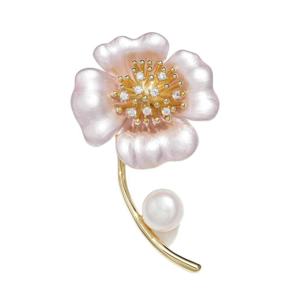 Bo Xin Yun Pink Freshwater Pearl Four-Leaf Clover Brooch