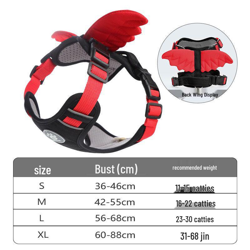 

Angel Wings Dog Harness & Leash Combo for All Sizes - Explosion-Proof Design S Chest 36-46cm (11-15 lbs)