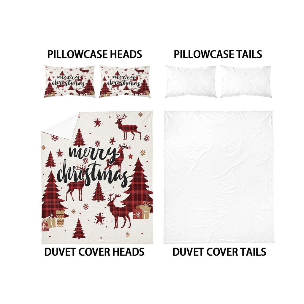 Christmas Bedding Quilt Cover Three-Piece 3D Digital Printing Kit Pillowcase Quilt Cover Home Textile
