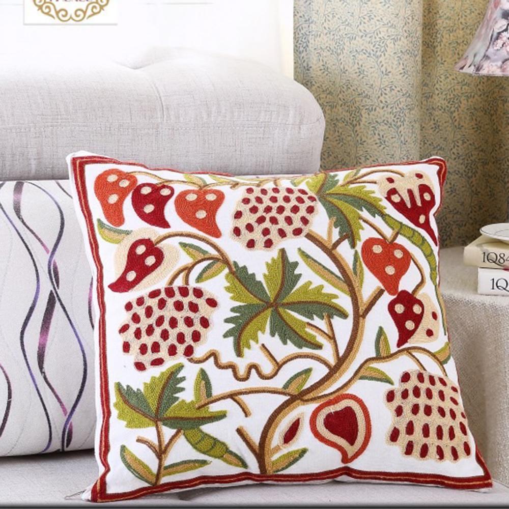 45x45cm Ethnic-Style Floral Embroidered Pillowcase Cojines Cotton Owel Embroidered Throw Cushion Cover Headboard Pillowcases