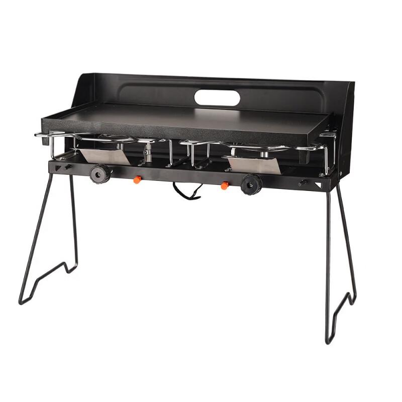 JINGGENG Outdoor Portable Gas BBQ Grill & Camping Stove with Windshield