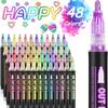 Dreamy 48-Color Glitter Double-Line Outline Pens for Journaling and Doodling