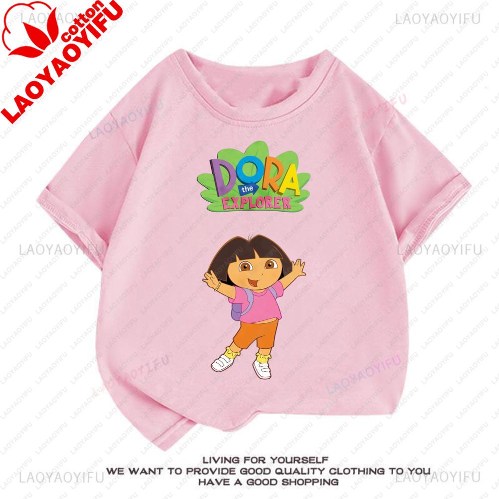 Doras The Explorers T Shirt Summer Short Sleeve Tee Novelty Fashion Graphic T Shirts Cotton Vintage Printed Shirt Camisa Clothes