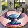 [1pc Stitch Pastel Donut Floral Office Carpet] Easy Maintenance Chair Rug for Conference Room Use, Durable Round Sofa Floor Mat