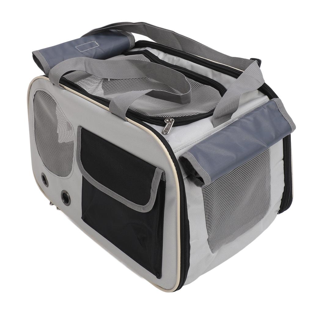 Pet Carrier Bag Brthable Foldable Oxford Cloth Steel Wire Frame Cat Travel Handbag with   Strap for Outdoor
