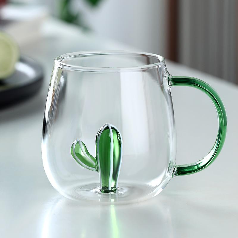 3D Animal & Plant Shaped Glass Cup, Creative Clear Mug with Handle, Cute Drinkware