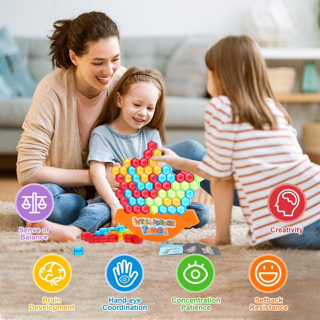32Pcs Intelligence Tower Balance Stacking Building Blocks Toy Stacked High Block Game  Educational Toys Kids Desktop Party Toy
