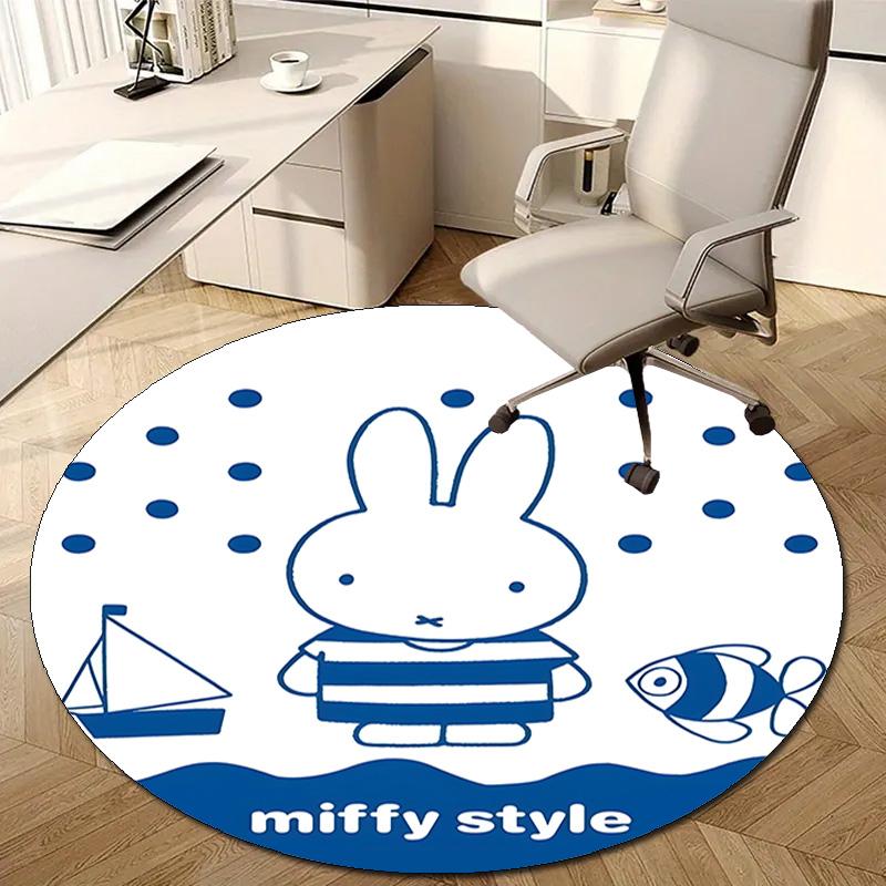 1pc Miffy4 Design Printed Area Round Carpet for Bedroom Living Room Home Decor Rugs Mat Non Slip Mat Rug for Bedside