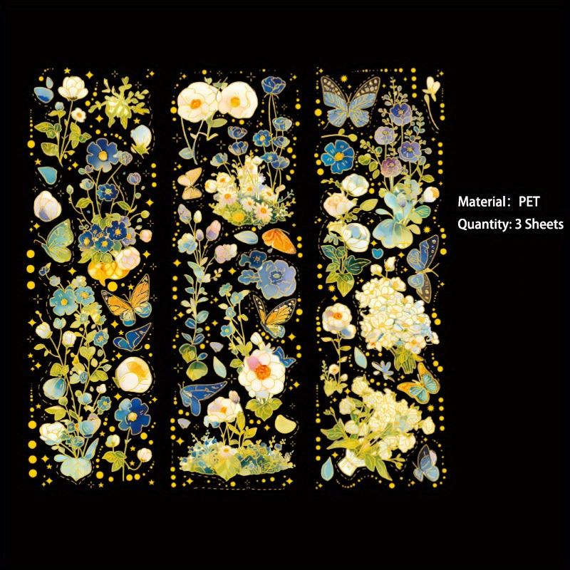 

3 листа ретро-цветочных наклеек из ПЭТ-материала для скрапбукинга, декоративных коллажей, журналов