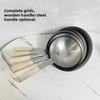Thick Stainless Steel Mesh Strainer Colander Wok Wooden Handle Cookware Oil Flour Sifter Colander Kitchen Cooking Steamer Wok