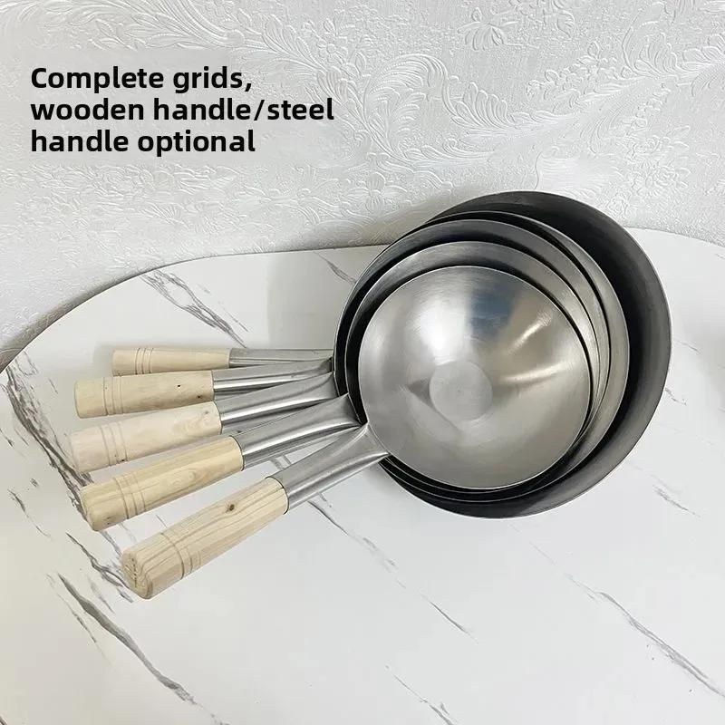 Thick Stainless Steel Mesh Strainer Colander Wok Wooden Handle Cookware Oil Flour Sifter Colander Kitchen Cooking Steamer Wok