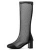 Modische hohe Stiefel für Damen 2026 Frühling Sommer Kniehohe Stiefel Schwarz Weiß Spitze Party Schuhe Damen Stiefel Große Größe 45