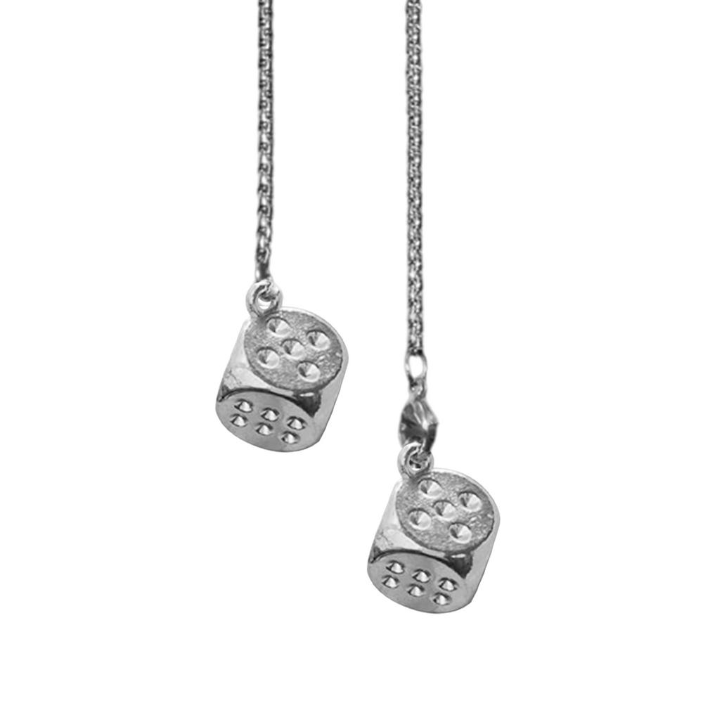 Rearview Mirror Dice Pendant Alloy Hangable Keychain Pendants In Dice Shape Cute Suspending Ornaments Decorative Retro Stylish