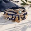 6Pcs/Set Women Bracelet Bohemia Style Elastic Rope Beads Bracelet with Palm Charm Adjustable Length Multi-layer Stackable Bracelets