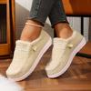 Large size women's European and American thick-soled low-top loafers, warm indoor cotton shoes