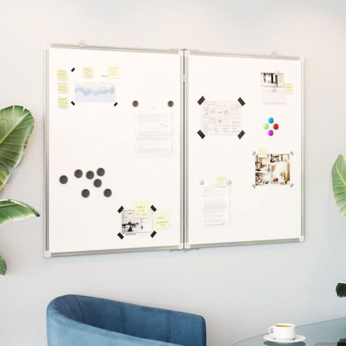 Foldable Magnetic Whiteboard 120x100x1.7 Cm Aluminum