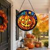Sunproof Courtyard Decorations Halloween Stained Glass Suncatcher Ornament, Vintage Hanging Window Decor with Pumpkin Ghost Bat Witch Retro Dark Style
