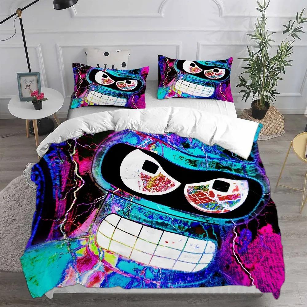 3D Cartoon Futuramas Bender Bedding Set Boys Girls Twin Queen Size Duvet Cover Pillowcase Bed Kids Adult Fashion Home Textiles