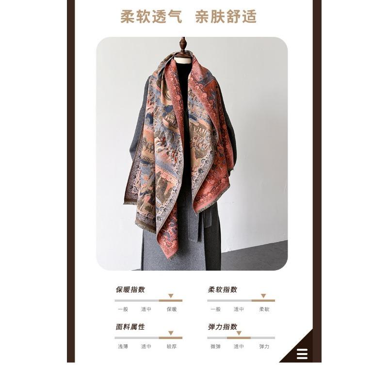 Autumn Winter Thick Scarf Oil Painting Pattern Travel Shawl Warm Neck Protector