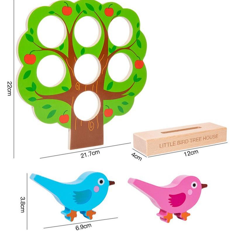 Little Bird Tree House Game –Colorful Wooden Educational Toy for Youngsters, Multiplayer Family Fun with Nest Building Observation Skills Development