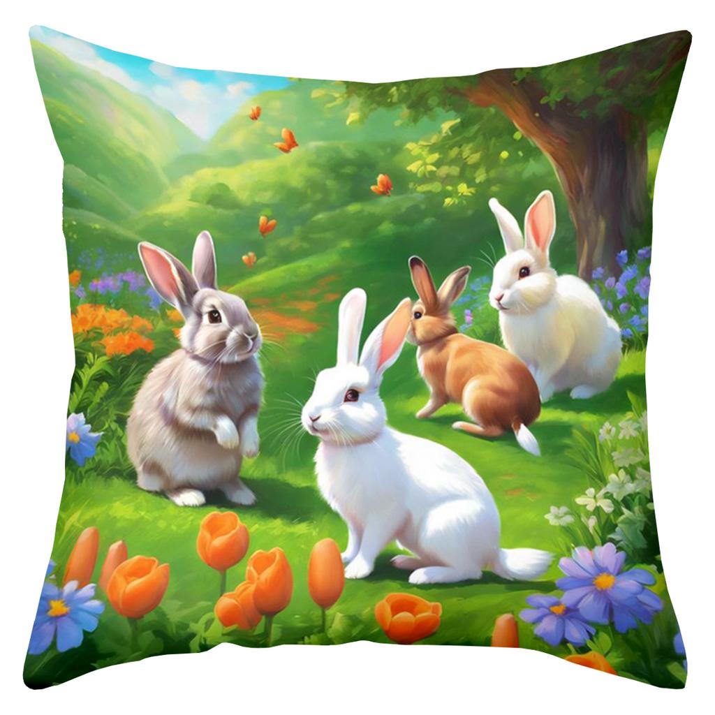 Colorful Bunny And Farm Scenes Printed Decorative Throw Pillows Polyester pillowcase,sofa  cushion cov Headboard Pillow