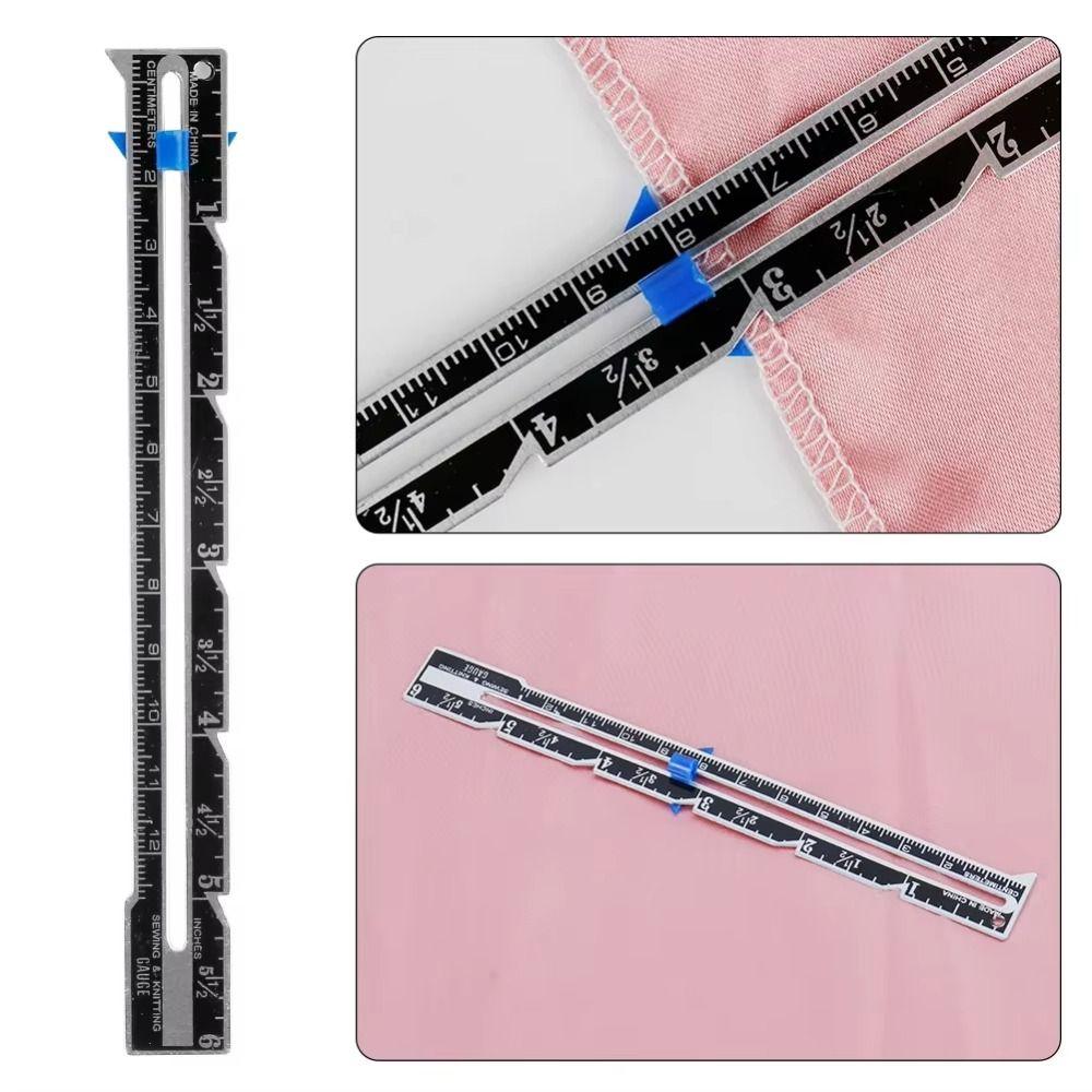 Fixed-Edge Sliding Gauge Metal Fabric Quilting Ruler Sewing Measuring Tool  Sewing Accessories