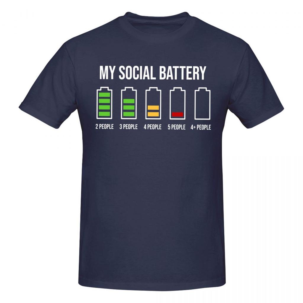 My Social Energy Battery Funny T Shirts Graphic Y2k Anime Crewneck Unisexs Wounisex T Shirt Tops