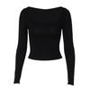 European and American women's clothing American Spice Girls style autumn new solid color square neck long sleeve tight inside bottoming shirt top