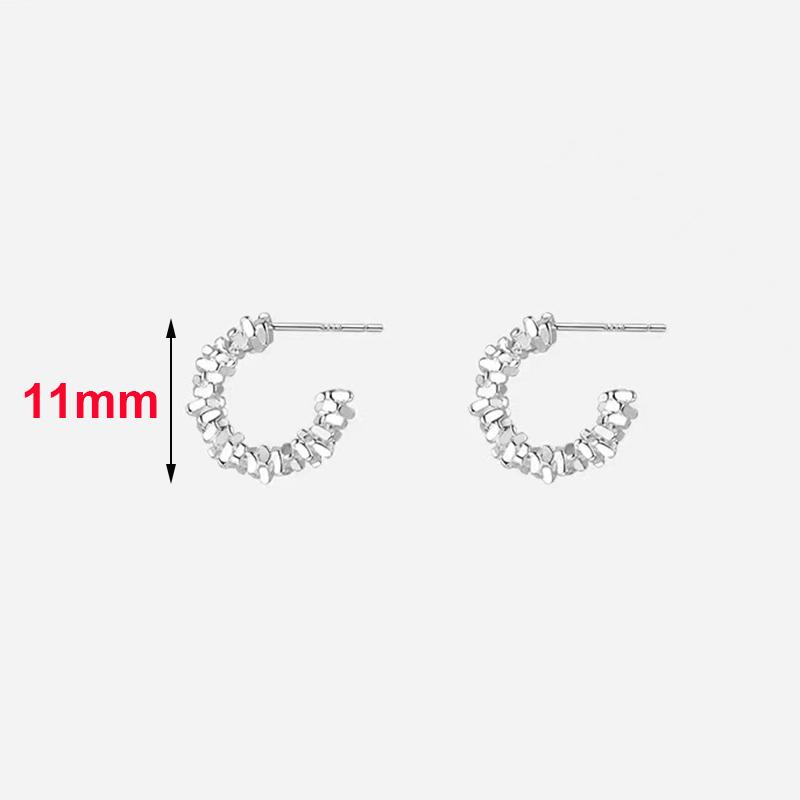 Real 925 Silver Small Bits of Silver Letter C Stud Earrings For Women Classic Fine Jewelry Light Accessories