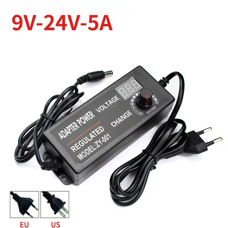 Universal Adjustable Power Adapter AC To DC 3V-12V 10A / 9V-24V 5A Power Supply Adapter with Display Screen Transformer Charger