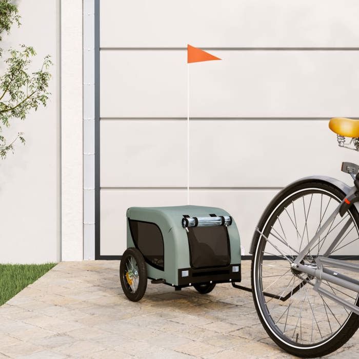VidaXL Remorque de vélo pour animaux de compagnie gris et noir 93993