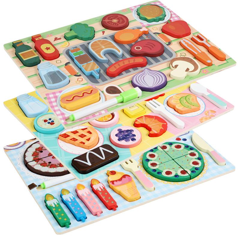 Interactive Wooden Play Kitchen & Cutting Toy Set for Kids