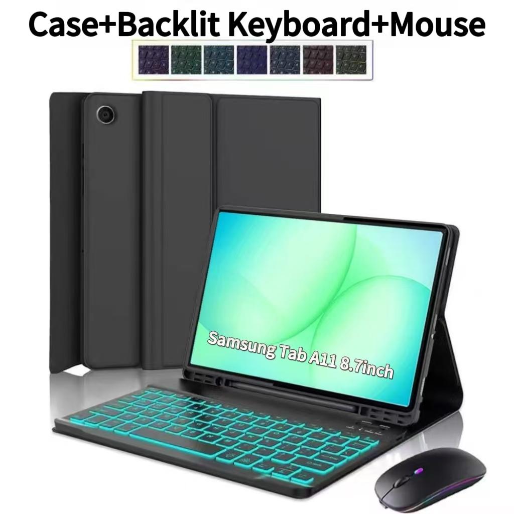 Hoesje voor Samsung Galaxy Tab A11 8,7 Inch Hoesje, Toetsenbordhoes voor Samsung Tab A11 SM-X133/X135/ Draadloos Bluetooth Toetsenbord Tab A11 8.7inch&English