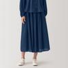 MUJI Women's Cotton Voile Indigo-Dyed Gathered Skirt, Navy, Size S, BE1T1A4A