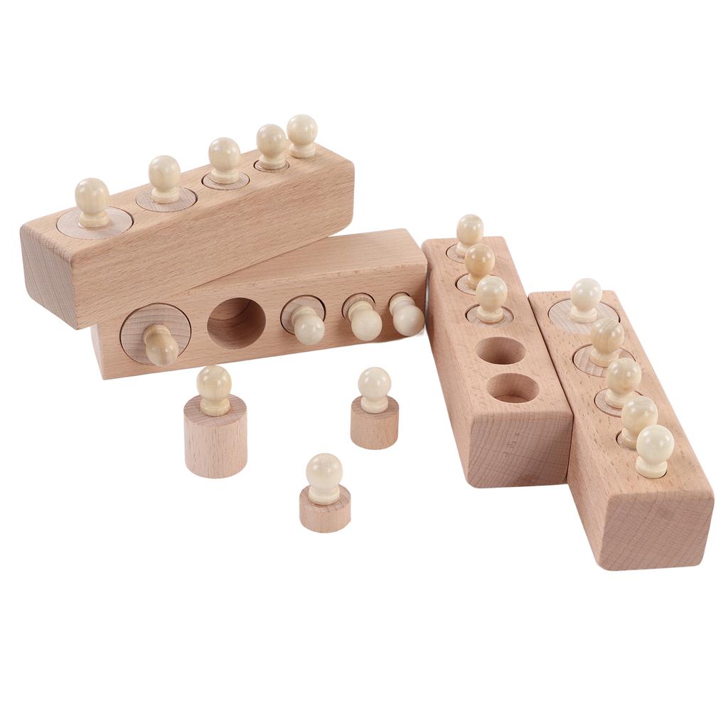 Cylinder Socket Toy Beech Wood Educational Knobbed Cylinders Blocks for Early Childhood Education