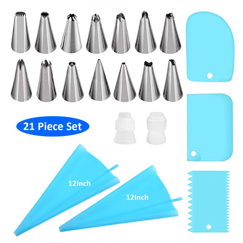 Silicone World Pastry Bag Cream Bag Kitchen DIY Cake Icing Piping Cream Cake Decorating Tools TPU Reusable Pastry Bag+Nozzle Set